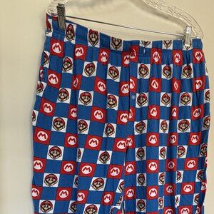 Super Mario Pajama Pants XXL Checkerboard Nintendo Lounge Sleepwear Cotton